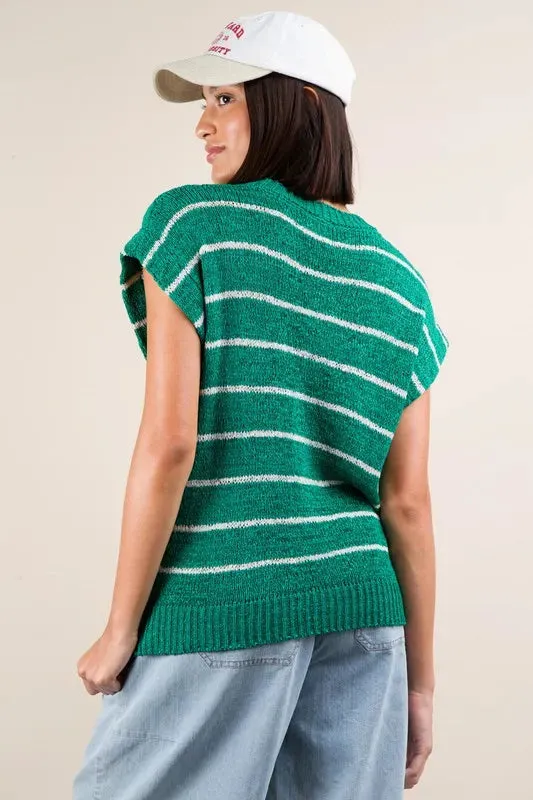 VERY J Striped Knit Sweater Vest Top sold by Charming Charlie product image thumbnail 4