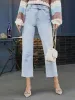 Frayed Hem Straight Leg Jeans sold by Charming Charlie