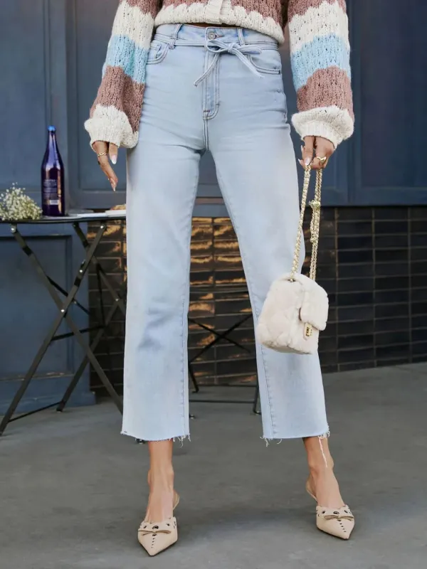 Frayed Hem Straight Leg Jeans sold by Charming Charlie