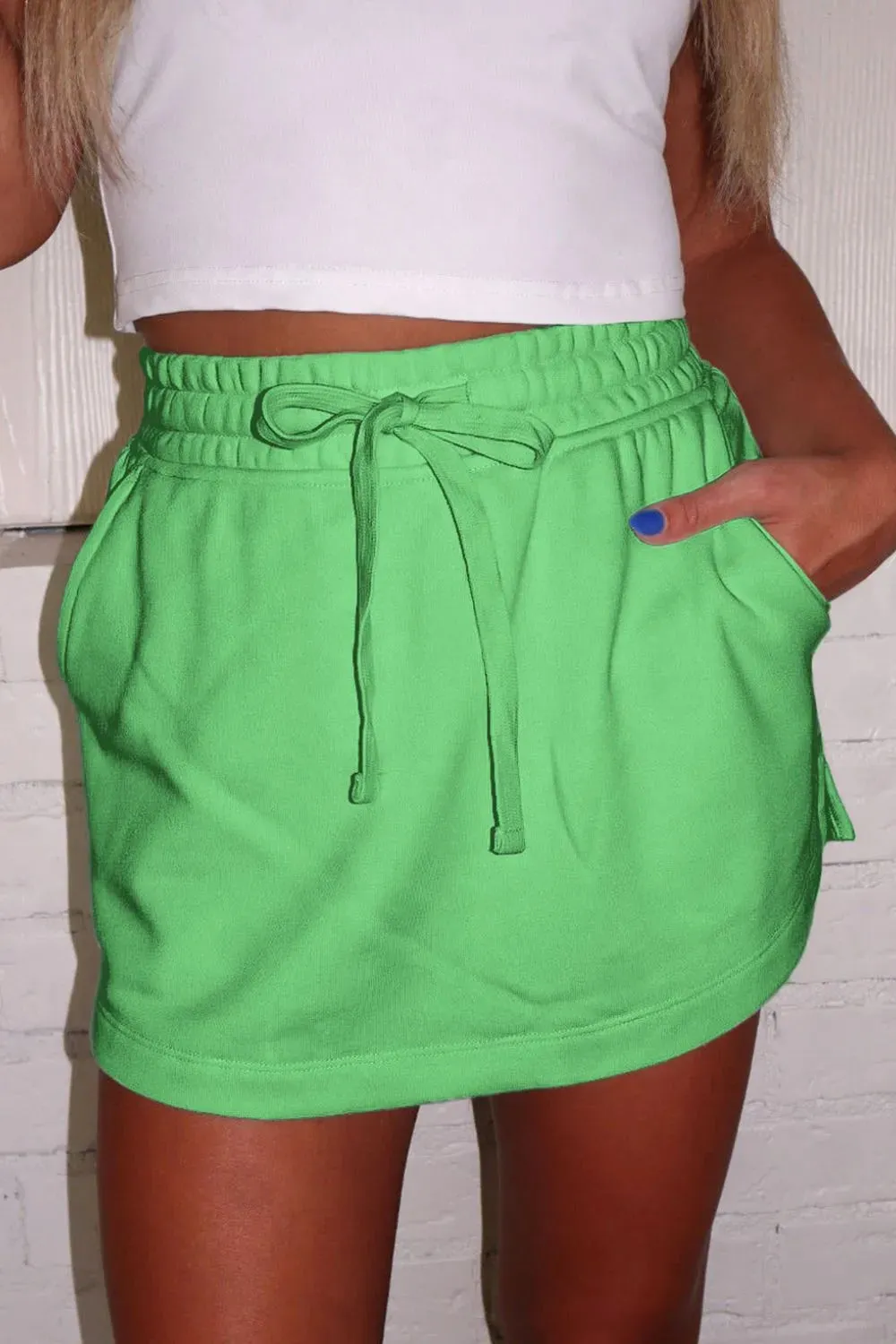 Drawstring Solid Mini Skort sold by Charming Charlie