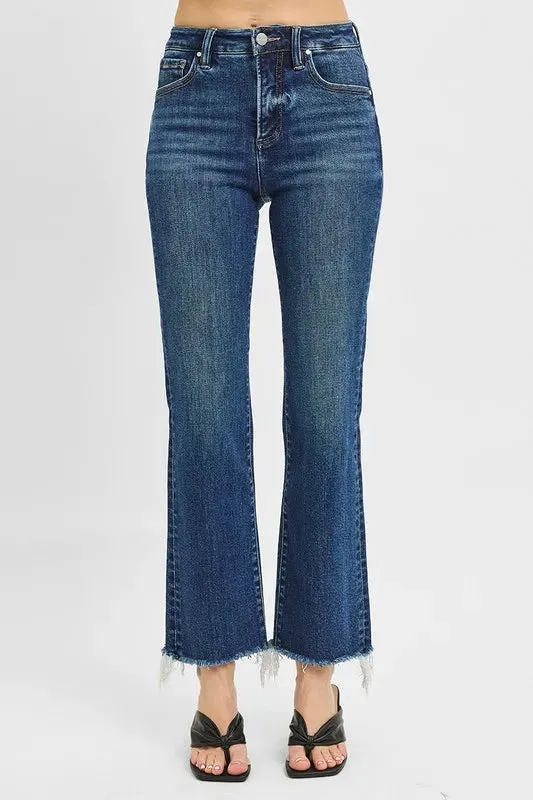 RISEN Tummy Control High Rise Crop Straight Raw Cut Hem Jeans sold by Charming Charlie product image thumbnail 2