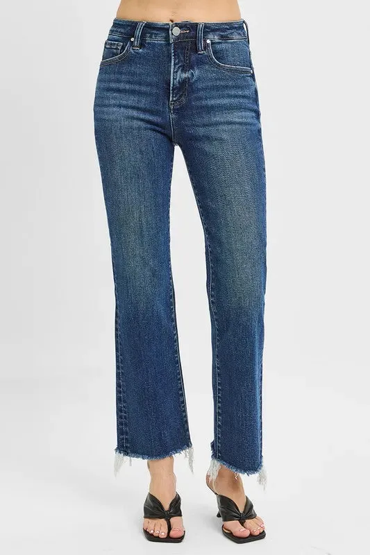 RISEN Tummy Control High Rise Crop Straight Raw Cut Hem Jeans sold by Charming Charlie