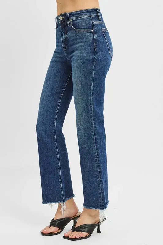 RISEN Tummy Control High Rise Crop Straight Raw Cut Hem Jeans sold by Charming Charlie product image thumbnail 5
