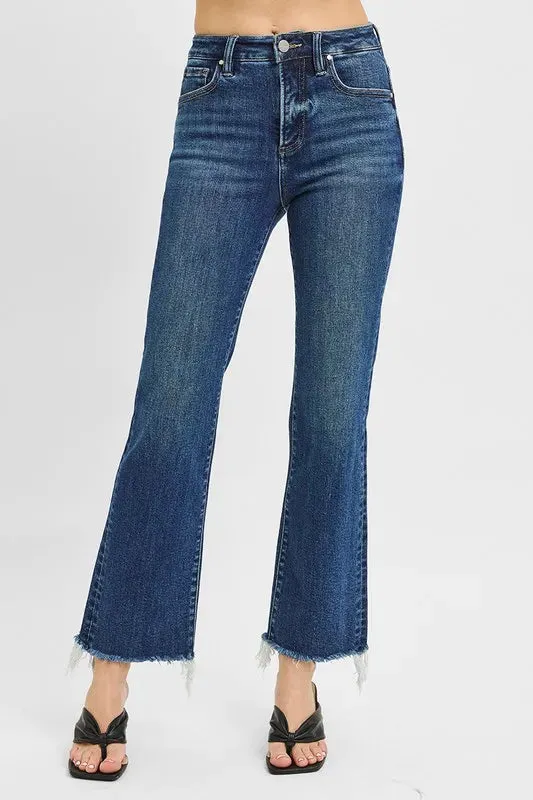 RISEN Tummy Control High Rise Crop Straight Raw Cut Hem Jeans sold by Charming Charlie product image thumbnail 3