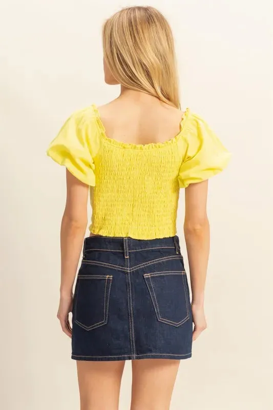 HYFVE Puff Sleeve Sweetheart Neck Top sold by Charming Charlie product image thumbnail 3