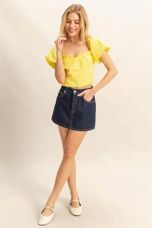 HYFVE Puff Sleeve Sweetheart Neck Top sold by Charming Charlie product image thumbnail 4