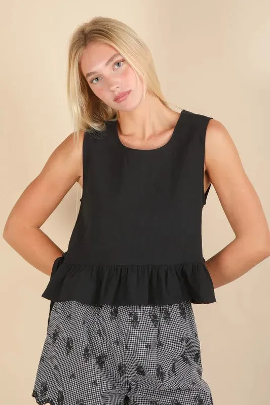 VERY J Side Tie Detail Ruffled Sleeveless Top sold by Charming Charlie