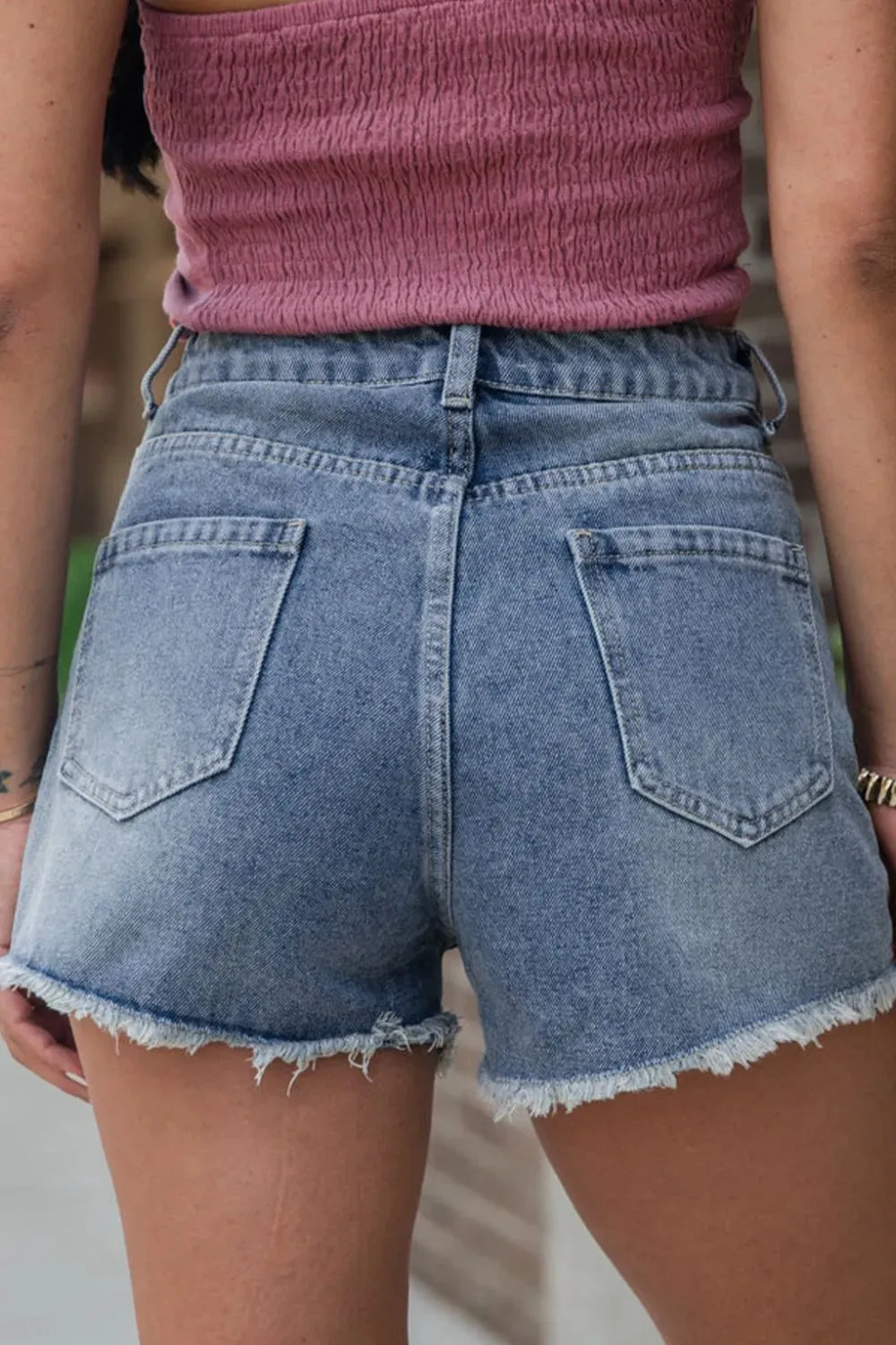 Pearl Beaded Raw Hem Wash Denim Shorts sold by Charming Charlie product image thumbnail 3