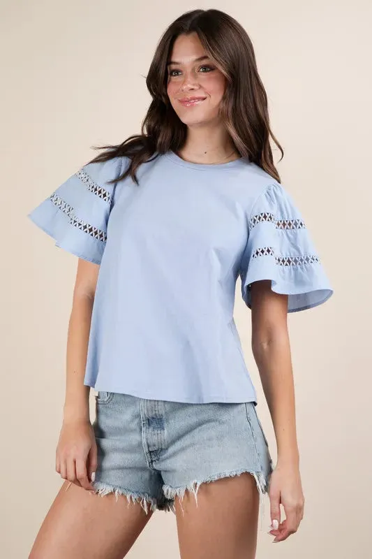 VERY J Lace Trim Sleeve Top sold by Charming Charlie