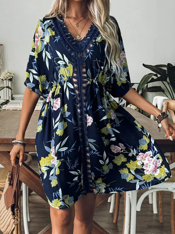 Crochet Front V-Neck Printed Cover-Up sold by Charming Charlie