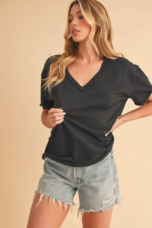 Aemi+Co V-Neck Short Sleeve T-Shirt sold by Charming Charlie