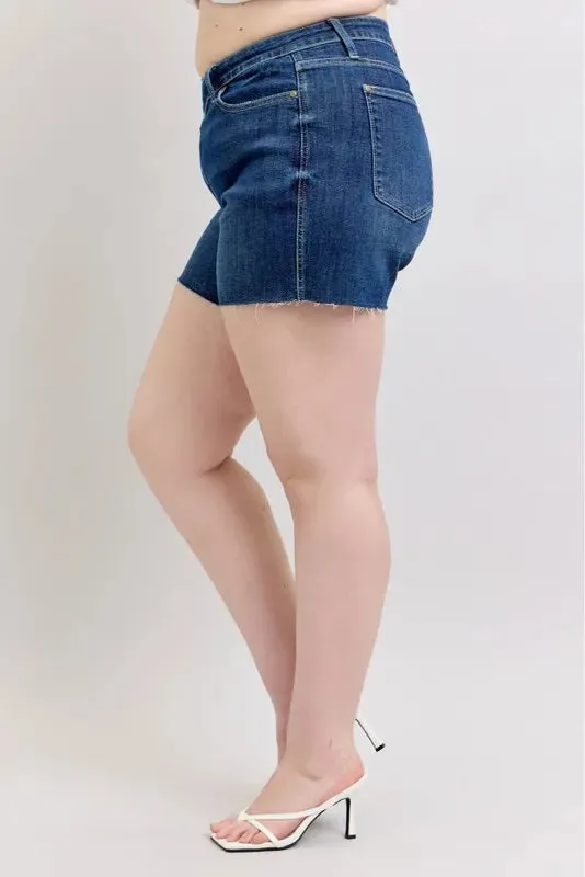 Judy Blue Plus Size High Waist Criss-Cross Waistband Denim Shorts sold by Charming Charlie product image thumbnail 4