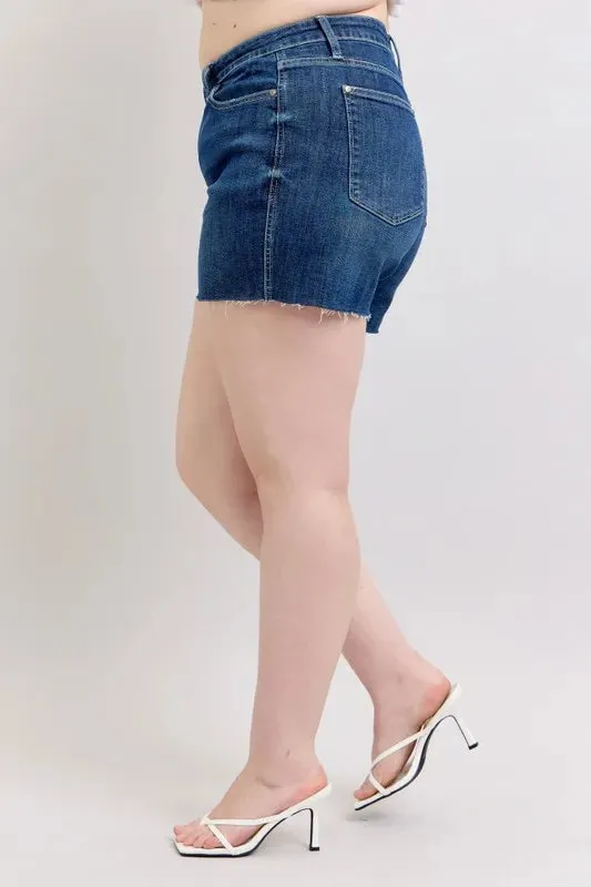Judy Blue Plus Size High Waist Criss-Cross Waistband Denim Shorts sold by Charming Charlie product image thumbnail 3