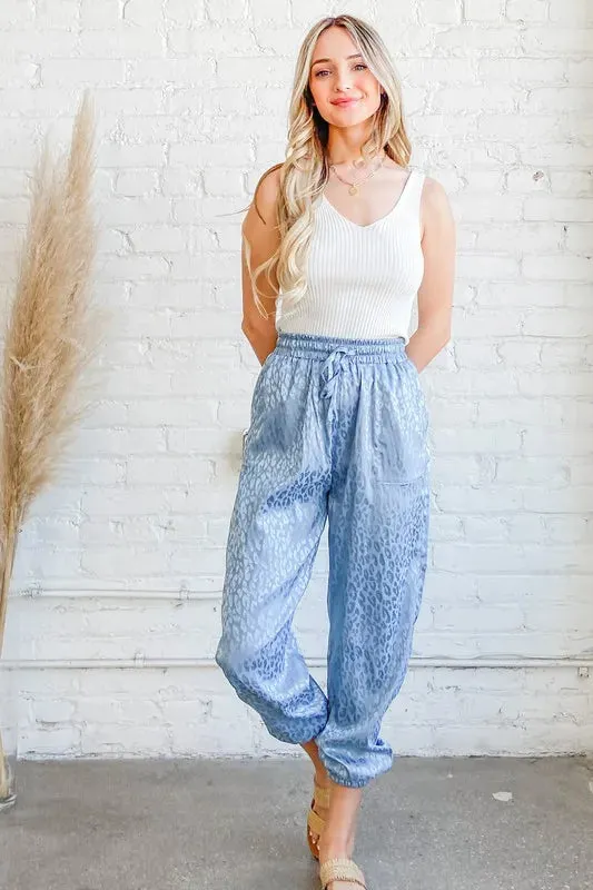 And The Why Satin Leopard Print Joggers sold by Charming Charlie