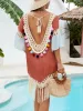 Backless Tassel Hem V-Neck Cover-Up sold by Charming Charlie