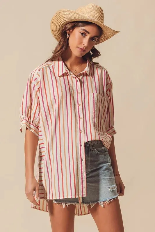 SO ME Multicolored Stripe Button Down Shirt sold by Charming Charlie