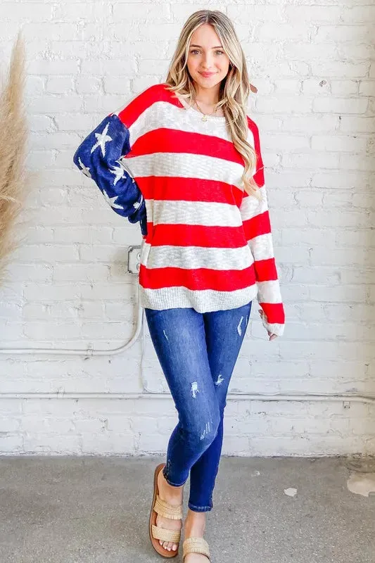 And The Why American Flag Long Sleeve Sweater sold by Charming Charlie