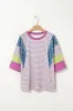 Stripe Floral Color Block Raw Edge Patchwork Top sold by Charming Charlie