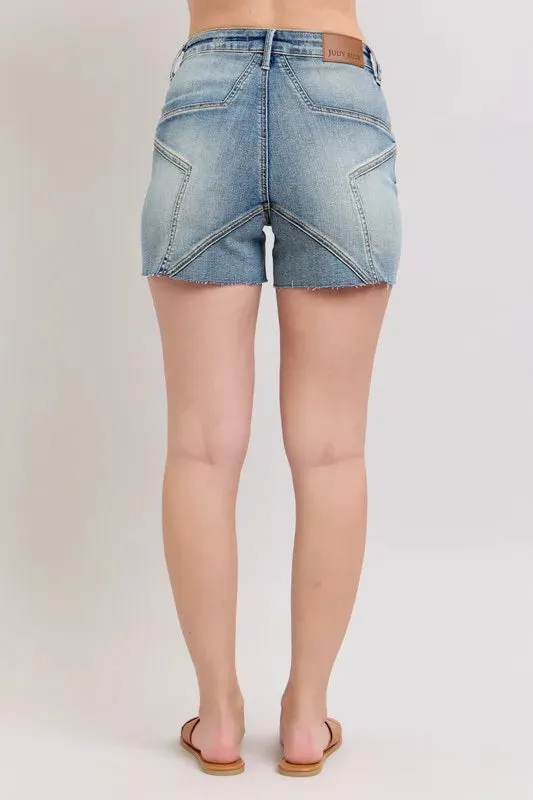 Judy Blue High Waist Star Seam Detail Denim Shorts sold by Charming Charlie product image thumbnail 4