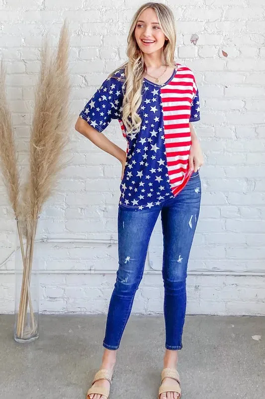 And The Why American Flag Short Sleeve Top sold by Charming Charlie