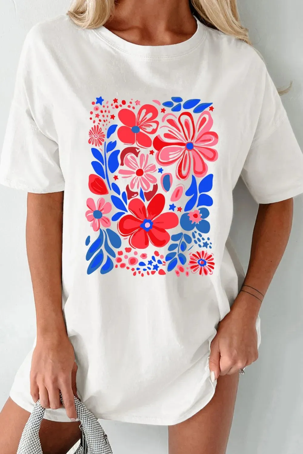 Flower Graphic Round Neck Short Sleeve T-Shirt sold by Charming Charlie product image thumbnail 2