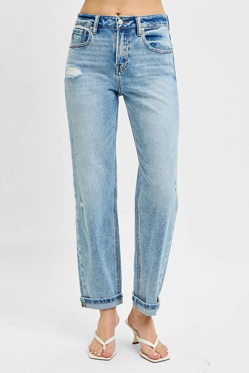 RISEN Full Size High Rise Ankle Boyfriend Distressed Jeans Plus Size sold by Charming Charlie product image thumbnail 4