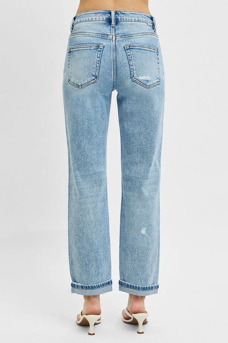 RISEN Full Size High Rise Ankle Boyfriend Distressed Jeans Plus Size sold by Charming Charlie product image thumbnail 2