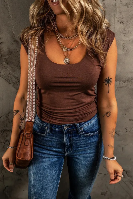 Round Neck Slim Cap Sleeve Top sold by Charming Charlie