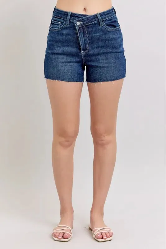 Judy Blue High Waist Criss-Cross Waistband Denim Shorts sold by Charming Charlie product image thumbnail 2