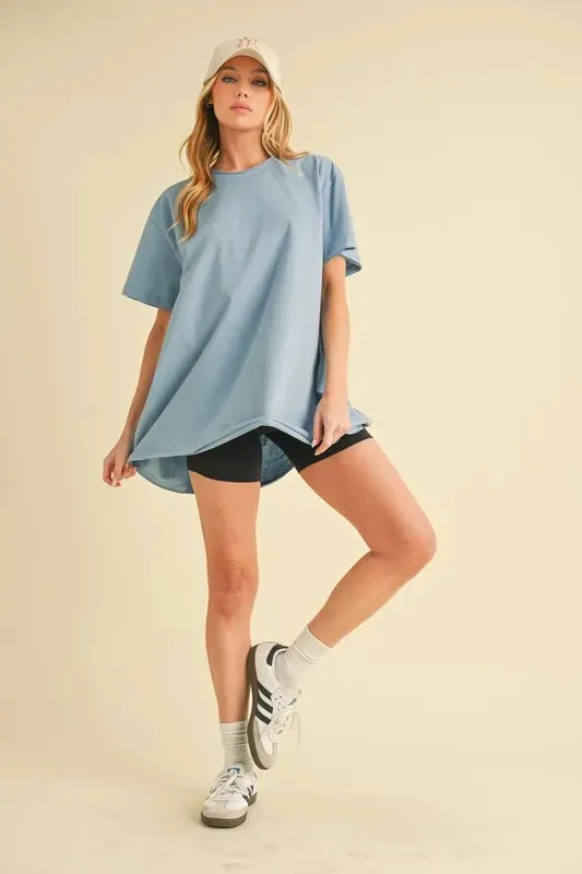 Aemi+Co Round Neck Short Sleeve Oversized T-Shirt sold by Charming Charlie