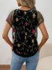 Floral Short Sleeve Sheer Top sold by Charming Charlie