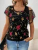Floral Short Sleeve Sheer Top sold by Charming Charlie