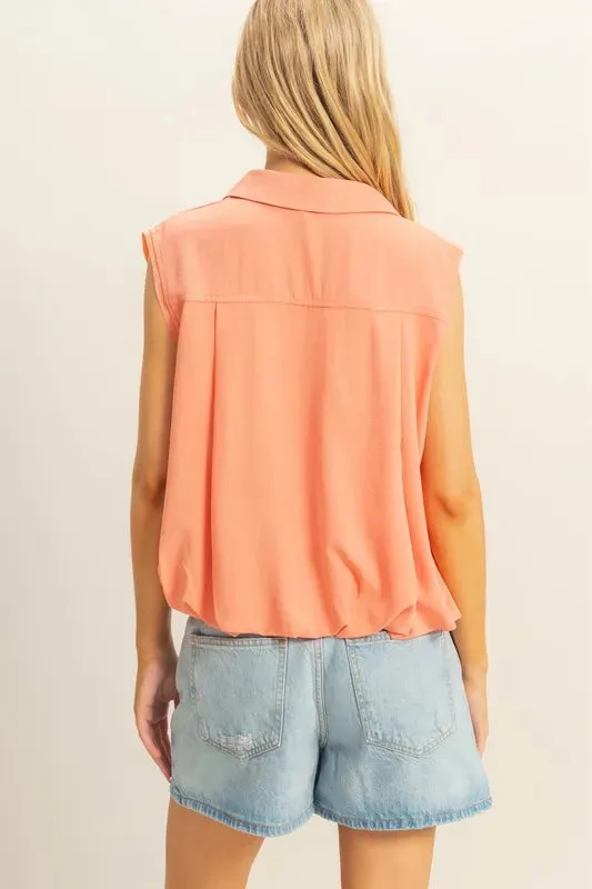 HYFVE Buttoned Front Sleeveless Collar Shirt sold by Charming Charlie product image thumbnail 3