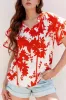 Plant Print Tiered Ruffled Sleeve Tie Neck Blouse sold by Charming Charlie