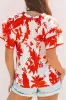 Plant Print Tiered Ruffled Sleeve Tie Neck Blouse sold by Charming Charlie