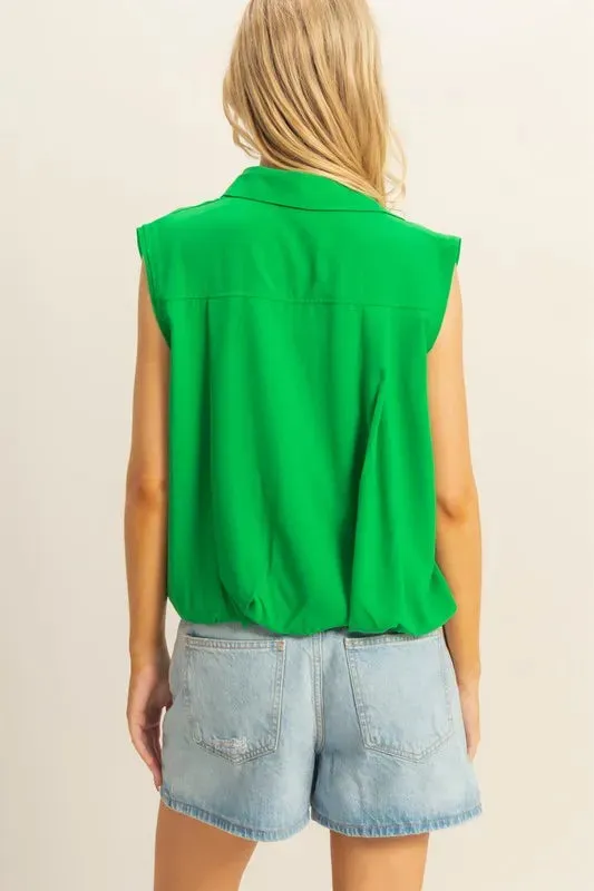 HYFVE Buttoned Front Sleeveless Collar Shirt sold by Charming Charlie product image thumbnail 3