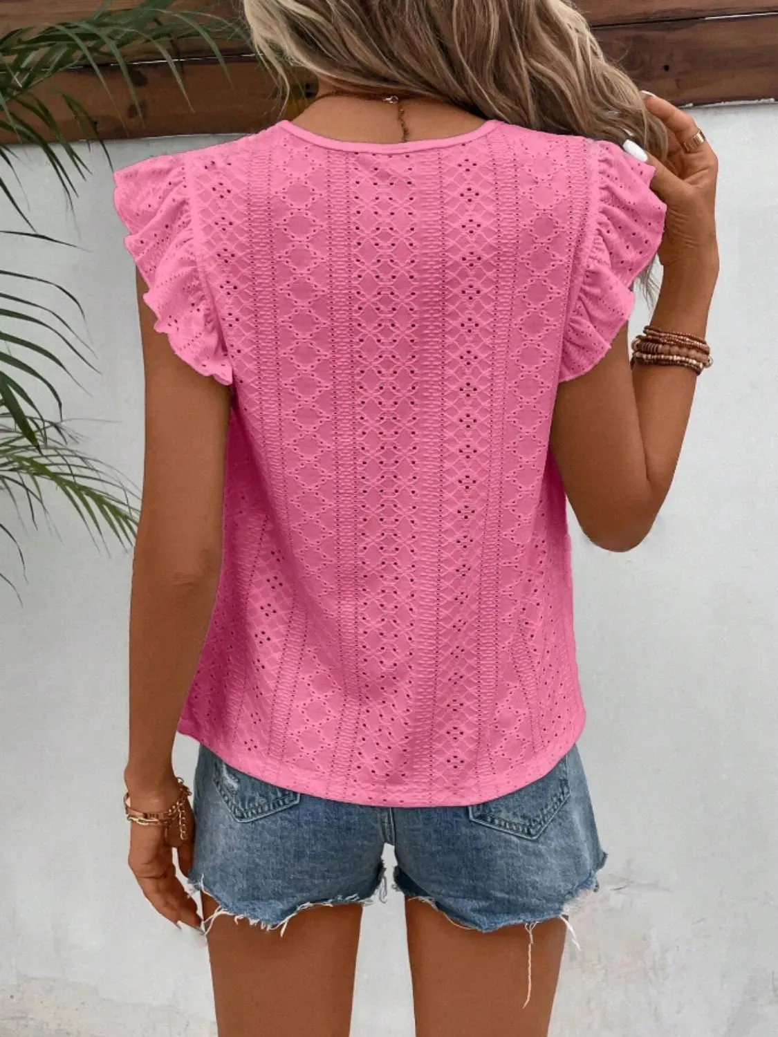 Eyelet Round Neck Cap Sleeve Top sold by Charming Charlie product image thumbnail 5