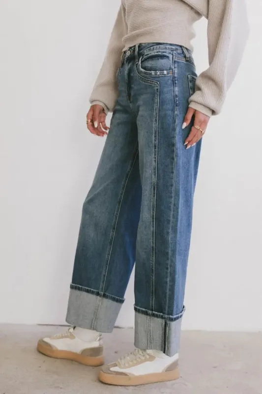 Wide Leg Cuff Jeans sold by Charming Charlie