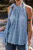 Textured Pleated Tied Mock Neck Flowy Tank Top sold by Charming Charlie