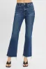 RISEN Plus Size Tummy Control High Rise Crop Straight Raw Hem Jeans sold by Charming Charlie