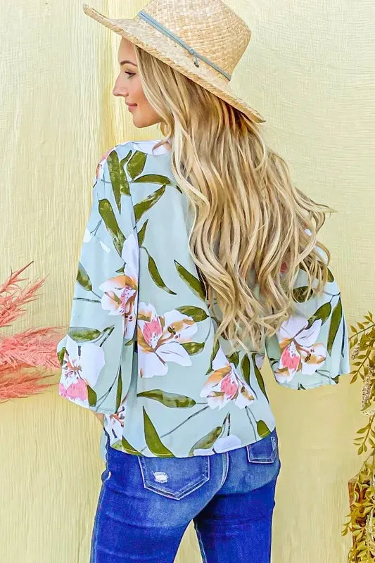 And The Why Front Tie Knot Floral Print Top sold by Charming Charlie product image thumbnail 3