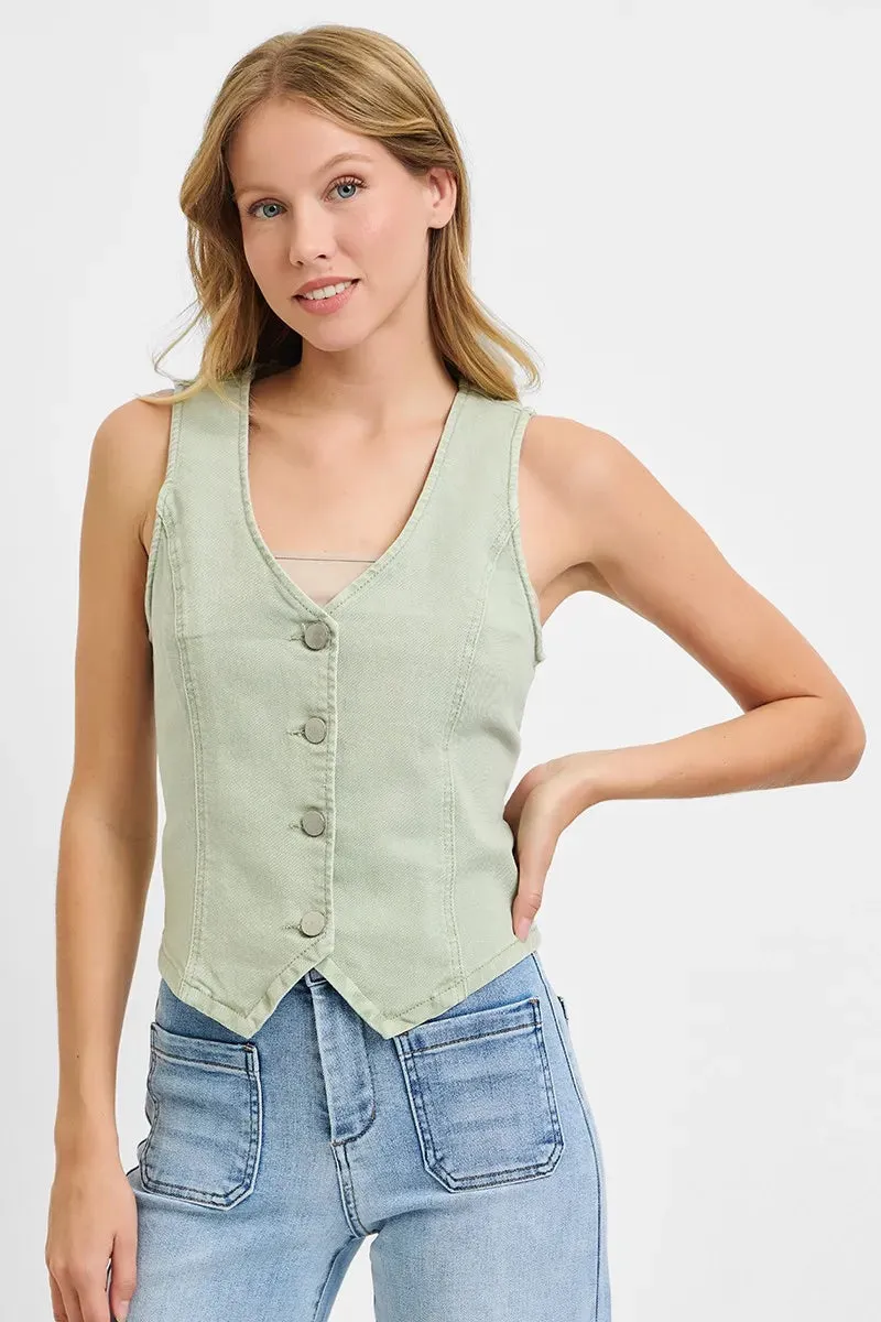 RISEN Full Size V Neck Button Down Vest Plus Size sold by Charming Charlie product image thumbnail 3