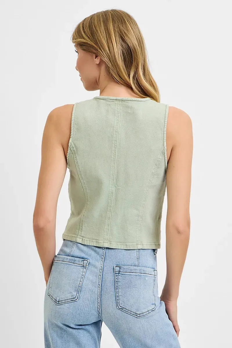 RISEN Full Size V Neck Button Down Vest Plus Size sold by Charming Charlie product image thumbnail 2