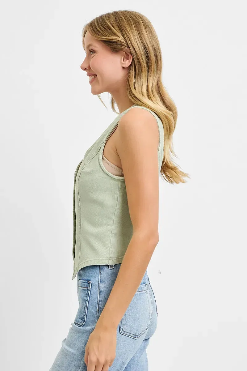 RISEN Full Size V Neck Button Down Vest Plus Size sold by Charming Charlie product image thumbnail 5