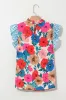 Floral Mock Neck Striped Cap Sleeve Blouse sold by Charming Charlie