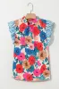 Floral Mock Neck Striped Cap Sleeve Blouse sold by Charming Charlie