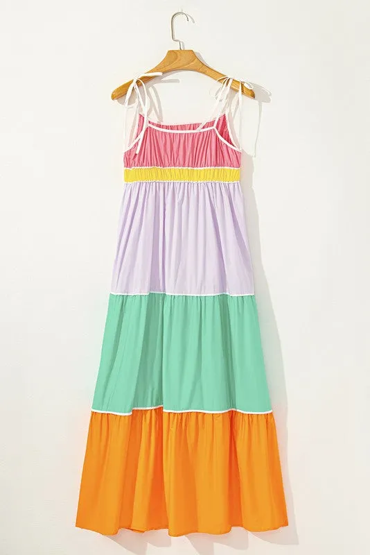 Cotton Color Tie Straps Block Maxi Dress sold by Charming Charlie product image thumbnail 3