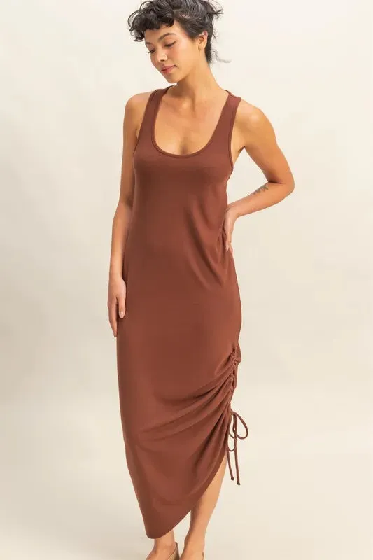 HYFVE Scoop Neck Side Tie Detail Midi Dress sold by Charming Charlie