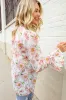 The Feminine Touch Chiffon Button-Down Floral Ruffle Sleeve Blouse sold by Charming Charlie