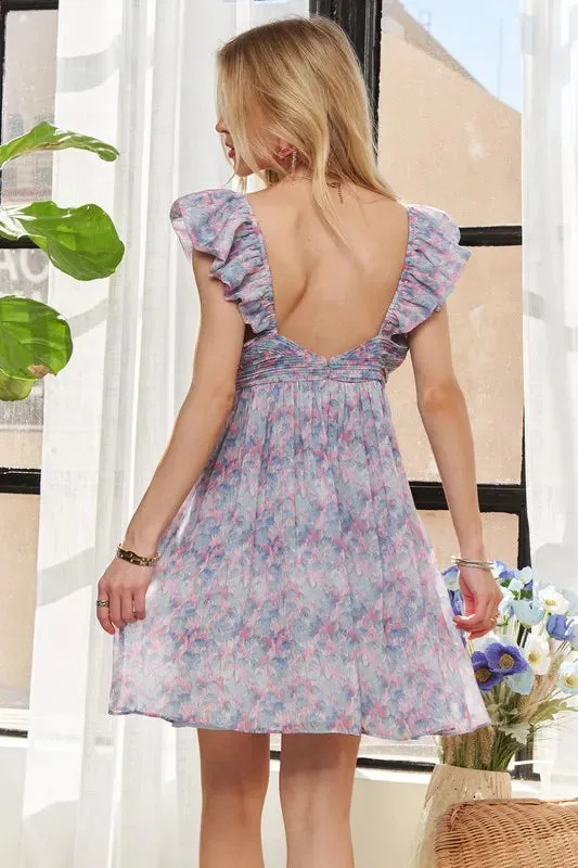 ADORA Watercolor Flower Shirred Tiered Ruffled Dress sold by Charming Charlie product image thumbnail 3